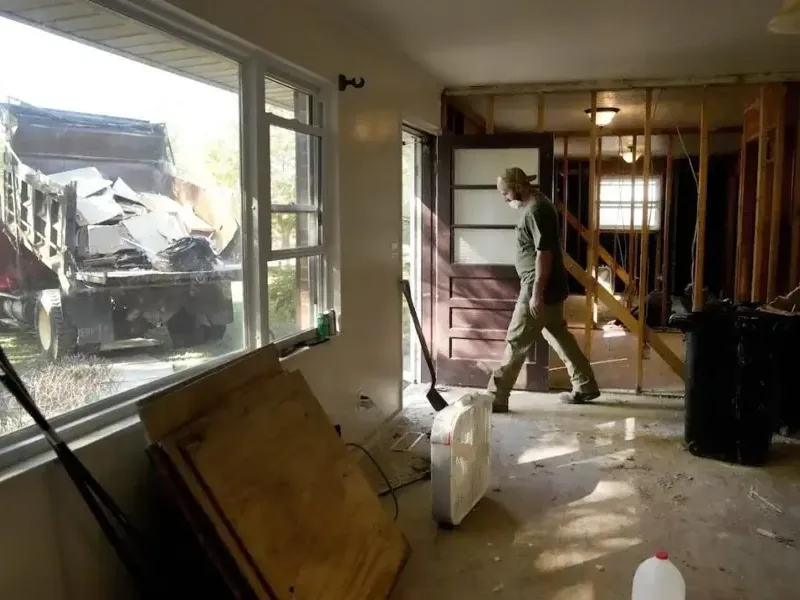House gutted to the studs after storm water came inside